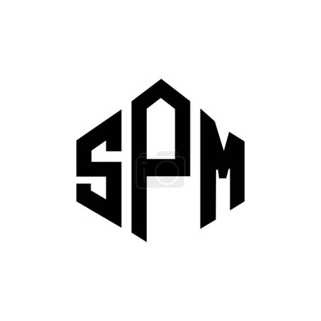 Ilustración de SPM letter logo design with polygon shape. SPM polygon and cube shape logo design. SPM hexagon vector logo template white and black colors. SPM monogram, business and real estate logo. - Imagen libre de derechos