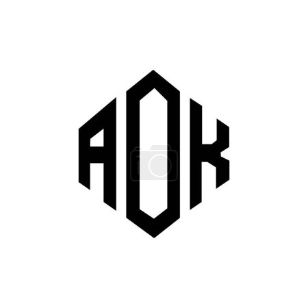 Illustration for AOK letter logo design with polygon shape. AOK polygon and cube shape logo design. AOK hexagon vector logo template white and black colors. AOK monogram, business and real estate logo. - Royalty Free Image