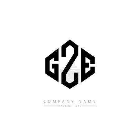 Illustration for GZE letter logo design with polygon shape. Cube shape logo design. Hexagon vector logo template white and black colors. Monogram, business and real estate logo. - Royalty Free Image