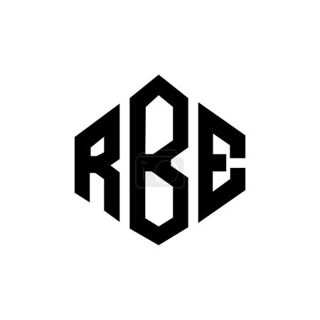 Illustration for RBE letter logo design with polygon shape. RBE polygon and cube shape logo design. RBE hexagon vector logo template white and black colors. RBE monogram, business and real estate logo. - Royalty Free Image