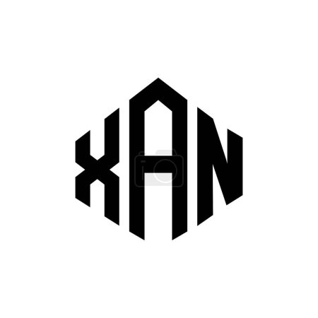 Téléchargez les illustrations : Logo de lettre XAN avec forme polygonale. Logo XAN en forme de polygone et cube. Modèle de logo vectoriel XAN hexagone blanc et noir. Monogramme XAN, logo commercial et immobilier. - en licence libre de droit