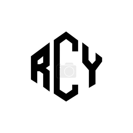 Illustration for RCY letter logo design with polygon shape. RCY polygon and cube shape logo design. RCY hexagon vector logo template white and black colors. RCY monogram, business and real estate logo. - Royalty Free Image
