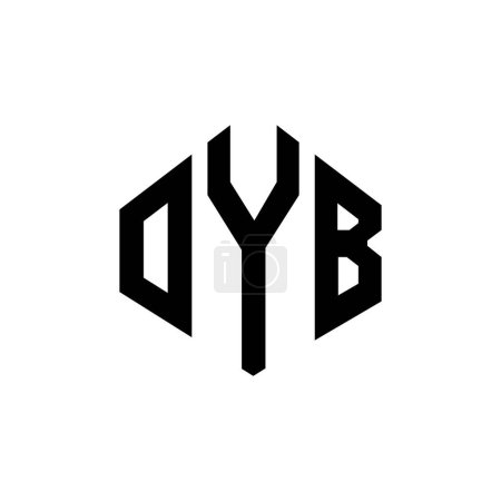 Illustration for OYB letter logo design with polygon shape. OYB polygon and cube shape logo design. OYB hexagon vector logo template white and black colors. OYB monogram, business and real estate logo. - Royalty Free Image