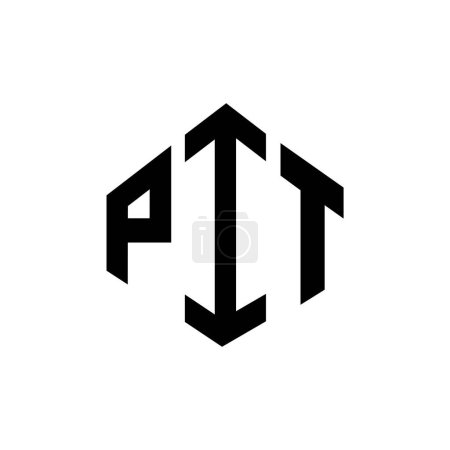 Ilustración de PIT letter logo design with polygon shape. PIT polygon and cube shape logo design. PIT hexagon vector logo template white and black colors. PIT monogram, business and real estate logo. - Imagen libre de derechos