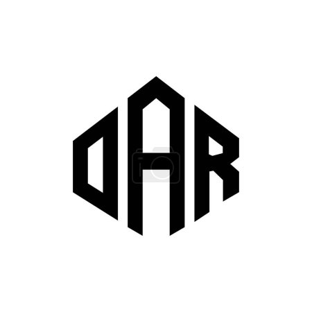 Illustration for OAR letter logo design with polygon shape. OAR polygon and cube shape logo design. OAR hexagon vector logo template white and black colors. OAR monogram, business and real estate logo. - Royalty Free Image
