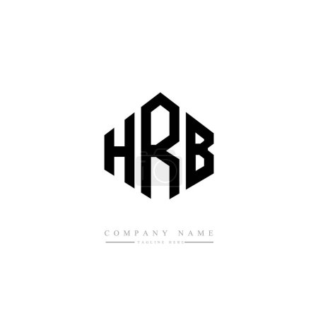Ilustración de HRB letter logo design with polygon shape. HRB polygon and cube shape logo design. HRB hexagon vector logo template white and black colors. HRB monogram, business and real estate logo. - Imagen libre de derechos