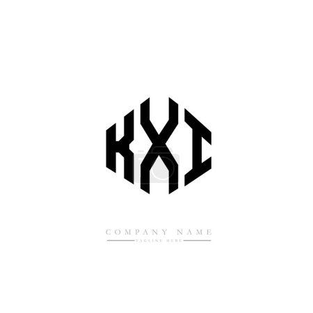 Ilustración de Diseño del logotipo de la letra KXI con forma de polígono. Diseño del logotipo en forma de cubo. Plantilla de logotipo de vector hexágono colores blanco y negro. Logotipo del monograma, del negocio y de bienes raíces. - Imagen libre de derechos