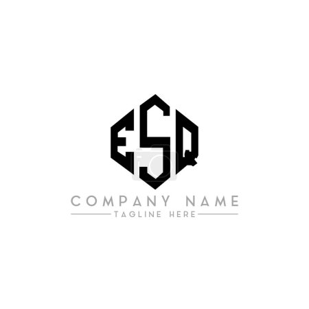 Illustration for ESQ letter logo design with polygon shape. ESQ polygon and cube shape logo design. ESQ hexagon vector logo template white and black colors. ESQ monogram, business and real estate logo. - Royalty Free Image