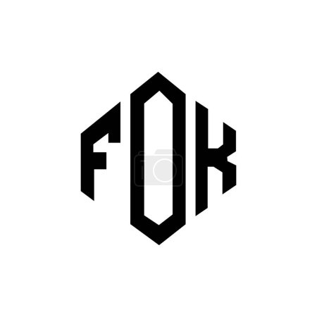 Illustration for FOK letter logo design with polygon shape. FOK polygon and cube shape logo design. FOK hexagon vector logo template white and black colors. FOK monogram, business and real estate logo. - Royalty Free Image