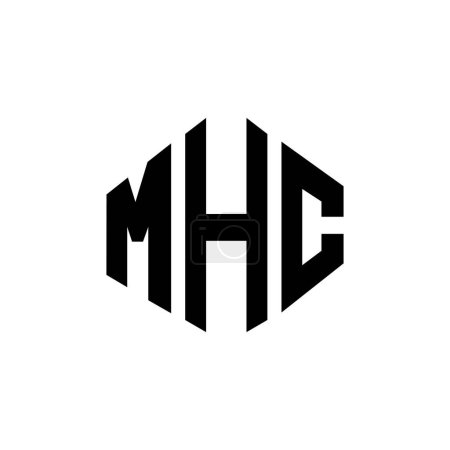 Illustration for MHC letter logo design with polygon shape. MHC polygon and cube shape logo design. MHC hexagon vector logo template white and black colors. MHC monogram, business and real estate logo. - Royalty Free Image