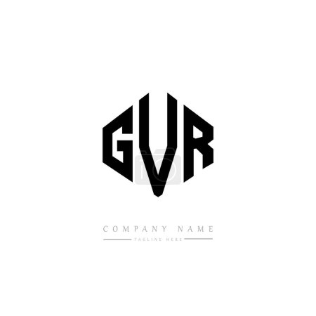 Illustration for GVR letter logo design with polygon shape. Cube shape logo design. Hexagon vector logo template white and black colors. Monogram, business and real estate logo. - Royalty Free Image
