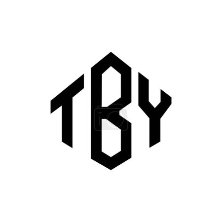 Illustration for TBY letter logo design with polygon shape. TBY polygon and cube shape logo design. TBY hexagon vector logo template white and black colors. TBY monogram, business and real estate logo. - Royalty Free Image