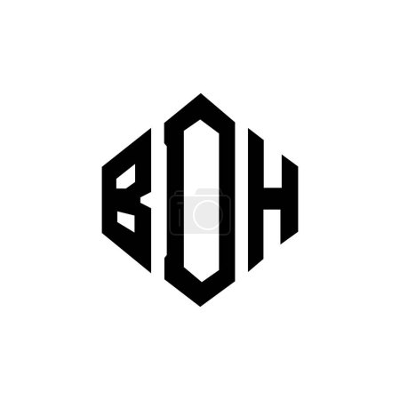 Ilustración de BDH letter logo design with polygon shape. BDH polygon and cube shape logo design. BDH hexagon vector logo template white and black colors. BDH monogram, business and real estate logo. - Imagen libre de derechos