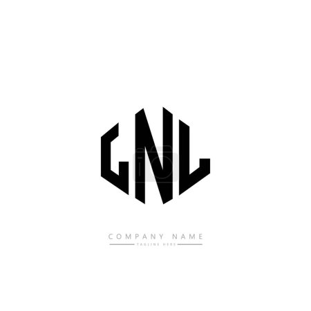 Illustration for LNL letter logo design with polygon shape. Cube shape logo design. Hexagon vector logo template white and black colors. Monogram, business and real estate logo. - Royalty Free Image