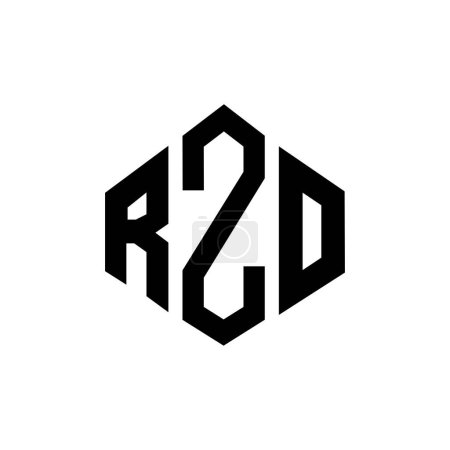 Illustration for RZO letter logo design with polygon shape. RZO polygon and cube shape logo design. RZO hexagon vector logo template white and black colors. RZO monogram, business and real estate logo. - Royalty Free Image