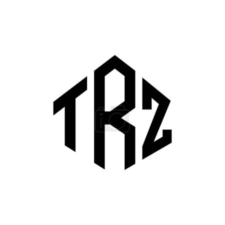 Illustration for TRZ letter logo design with polygon shape. TRZ polygon and cube shape logo design. TRZ hexagon vector logo template white and black colors. TRZ monogram, business and real estate logo. - Royalty Free Image