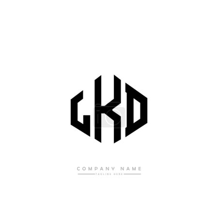Illustration for LKD letter logo design with polygon shape. Cube shape logo design. Hexagon vector logo template white and black colors. Monogram, business and real estate logo. - Royalty Free Image