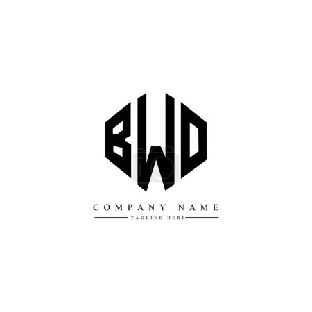 Illustration for BWO letter logo design with polygon shape. BWO polygon and cube shape logo design. BWO hexagon vector logo template white and black colors. BWO monogram, business and real estate logo. - Royalty Free Image