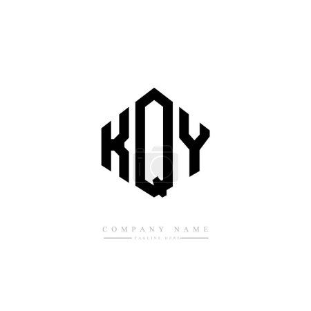 Illustration for KQY letter logo design with polygon shape. Cube shape logo design. Hexagon vector logo template white and black colors. Monogram, business and real estate logo. - Royalty Free Image