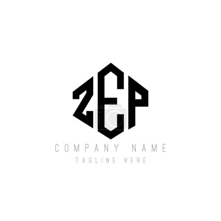 Illustration for ZEP letter logo design with polygon shape. ZEP polygon and cube shape logo design. ZEP hexagon vector logo template white and black colors. ZEP monogram, business and real estate logo. - Royalty Free Image
