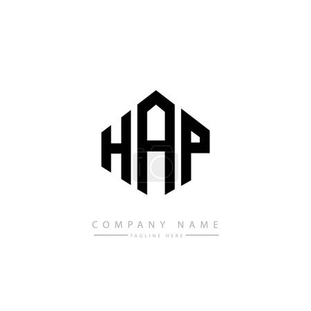 Illustration for HAP letter logo design with polygon shape. HAP polygon and cube shape logo design. HAP hexagon vector logo template white and black colors. HAP monogram, business and real estate logo. - Royalty Free Image