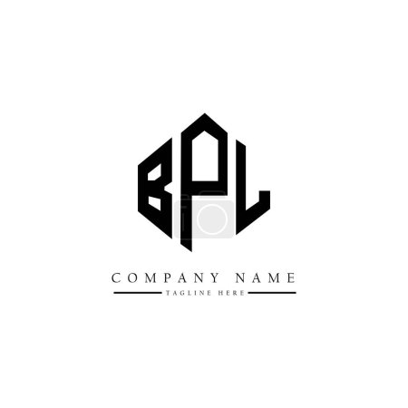Illustration for BPL letter logo design with polygon shape. BPL polygon and cube shape logo design. BPL hexagon vector logo template white and black colors. BPL monogram, business and real estate logo. - Royalty Free Image