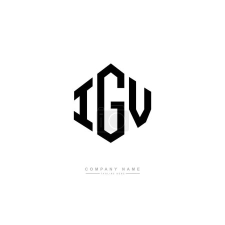 Illustration for IGV letter logo design with polygon shape. Cube shape logo design. Hexagon vector logo template white and black colors. Monogram, business and real estate logo. - Royalty Free Image