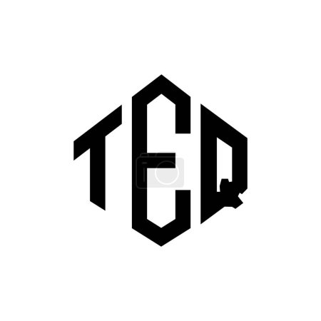 Téléchargez les illustrations : TEQ lettre logo design avec forme de polygone. TEQ polygone et forme de cube logo design. Modèle de logo vectoriel TEQ hexagone couleurs blanches et noires. TEQ logo monogramme, entreprise et immobilier. - en licence libre de droit
