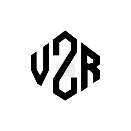 Illustration for VZR letter logo design with polygon shape. VZR polygon and cube shape logo design. VZR hexagon vector logo template white and black colors. VZR monogram, business and real estate logo. - Royalty Free Image