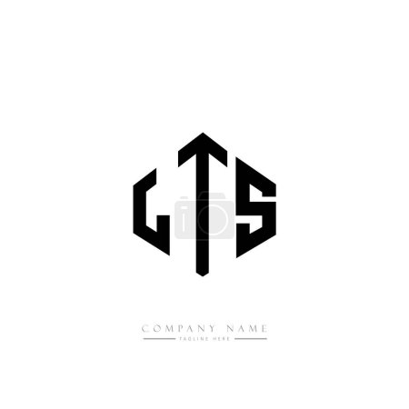 Illustration for LTS letter logo design with polygon shape. Cube shape logo design. Hexagon vector logo template white and black colors. Monogram, business and real estate logo. - Royalty Free Image