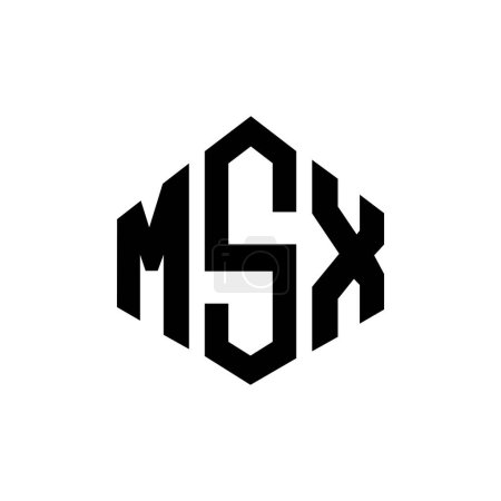 Illustration for MSX letter logo design with polygon shape. MSX polygon and cube shape logo design. MSX hexagon vector logo template white and black colors. MSX monogram, business and real estate logo. - Royalty Free Image