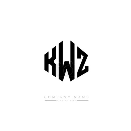 Ilustración de Diseño del logotipo de la letra KWZ con forma de polígono. Diseño del logotipo en forma de cubo. Plantilla de logotipo de vector hexágono colores blanco y negro. Logotipo del monograma, del negocio y de bienes raíces. - Imagen libre de derechos