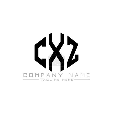 Illustration for CXZ letter logo design with polygon shape. CXZ polygon and cube shape logo design. CXZ hexagon vector logo template white and black colors. CXZ monogram, business and real estate logo. - Royalty Free Image
