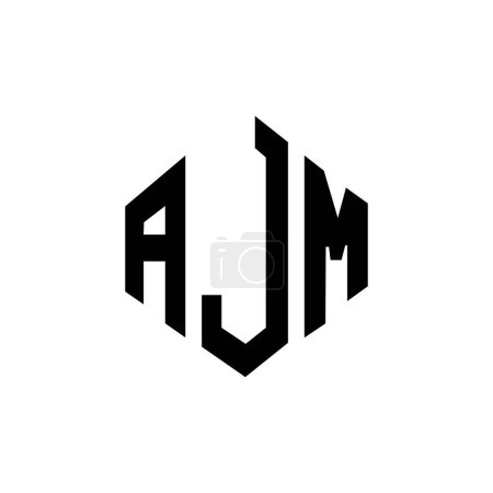 Illustration for AJM letter logo design with polygon shape. AJM polygon and cube shape logo design. AJM hexagon vector logo template white and black colors. AJM monogram, business and real estate logo. - Royalty Free Image