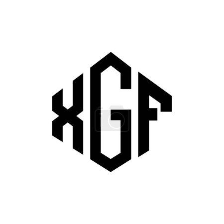 Illustration for XGF letter logo design with polygon shape. XGF polygon and cube shape logo design. XGF hexagon vector logo template white and black colors. XGF monogram, business and real estate logo. - Royalty Free Image