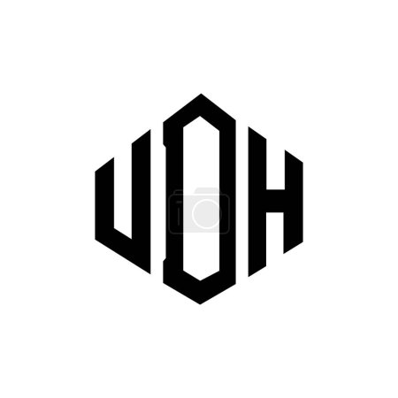 Illustration for UDH letter logo design with polygon shape. UDH polygon and cube shape logo design. UDH hexagon vector logo template white and black colors. UDH monogram, business and real estate logo. - Royalty Free Image