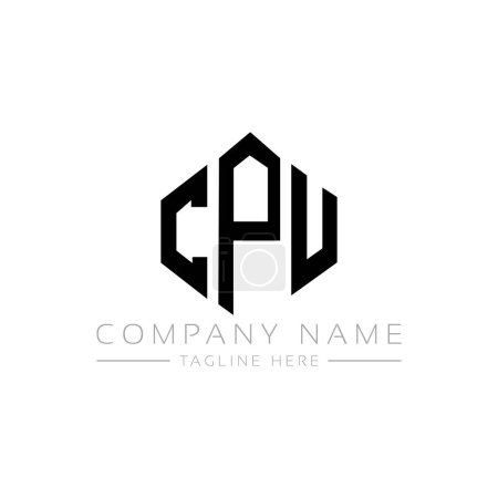 Illustration for CPU letter logo design with polygon shape. CPU polygon and cube shape logo design. CPU hexagon vector logo template white and black colors. CPU monogram, business and real estate logo. - Royalty Free Image