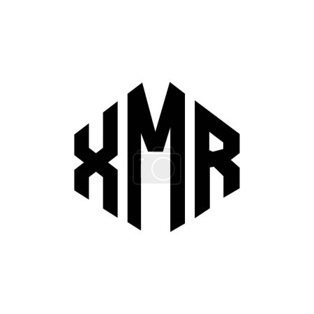 Illustration for XMR letter logo design with polygon shape. XMR polygon and cube shape logo design. XMR hexagon vector logo template white and black colors. XMR monogram, business and real estate logo. - Royalty Free Image