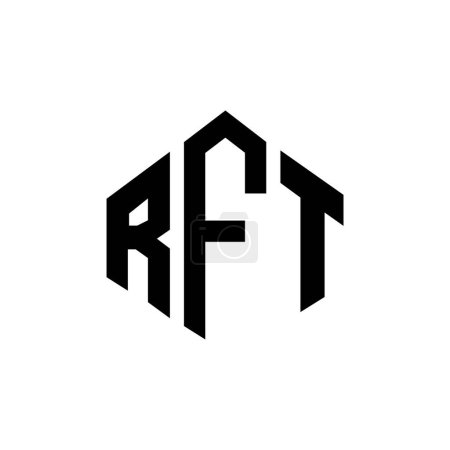 Téléchargez les illustrations : RFT lettre logo design avec forme de polygone. RFT polygone et forme de cube logo design. Modèle de logo vectoriel RFT hexagone couleurs blanches et noires. Monogramme RFT, logo commercial et immobilier. - en licence libre de droit