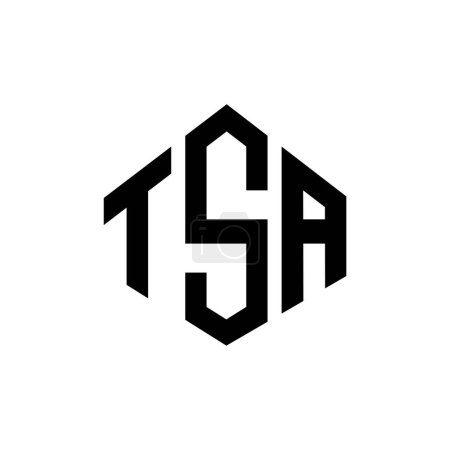 Ilustración de TSA letter logo design with polygon shape. TSA polygon and cube shape logo design. TSA hexagon vector logo template white and black colors. TSA monogram, business and real estate logo. - Imagen libre de derechos