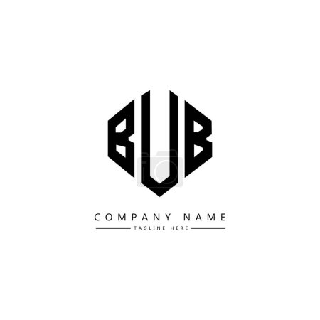 Illustration for BUB letter logo design with polygon shape. BUB polygon and cube shape logo design. BUB hexagon vector logo template white and black colors. BUB monogram, business and real estate logo. - Royalty Free Image