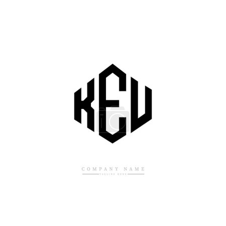 KEU letter logo design with polygon shape. Cube shape logo design. Hexagon vector logo template white and black colors. Monogram, business and real estate logo.