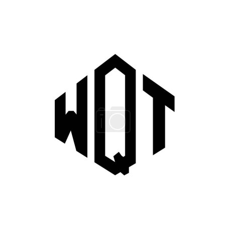 Illustration for WQT letter logo design with polygon shape. WQT polygon and cube shape logo design. WQT hexagon vector logo template white and black colors. WQT monogram, business and real estate logo. - Royalty Free Image