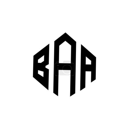 Illustration for BAA letter logo design with polygon shape. BAA polygon and cube shape logo design. BAA hexagon vector logo template white and black colors. BAA monogram, business and real estate logo. - Royalty Free Image