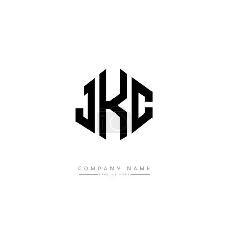 Illustration for JKC letter logo design with polygon shape. JKC polygon and cube shape logo design. JKC hexagon vector logo template white and black colors. JKC monogram, business and real estate logo. - Royalty Free Image