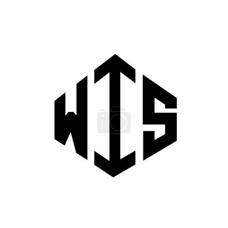 Illustration for WIS letter logo design with polygon shape. WIS polygon and cube shape logo design. WIS hexagon vector logo template white and black colors. WIS monogram, business and real estate logo. - Royalty Free Image
