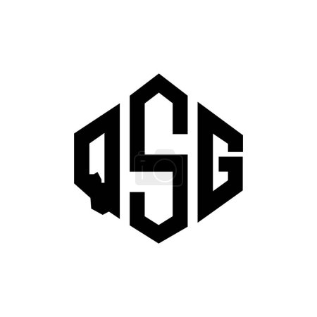 Ilustración de QSG letter logo design with polygon shape. QSG polygon and cube shape logo design. QSG hexagon vector logo template white and black colors. QSG monogram, business and real estate logo. - Imagen libre de derechos