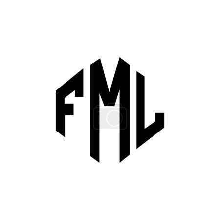 Illustration for FML letter logo design with polygon shape. FML polygon and cube shape logo design. FML hexagon vector logo template white and black colors. FML monogram, business and real estate logo. - Royalty Free Image