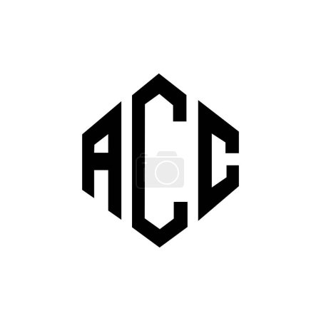 Illustration for ACC letter logo design with polygon shape. ACC polygon and cube shape logo design. ACC hexagon vector logo template white and black colors. ACC monogram, business and real estate logo. - Royalty Free Image
