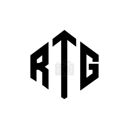 Illustration for RTG letter logo design with polygon shape. RTG polygon and cube shape logo design. RTG hexagon vector logo template white and black colors. RTG monogram, business and real estate logo. - Royalty Free Image